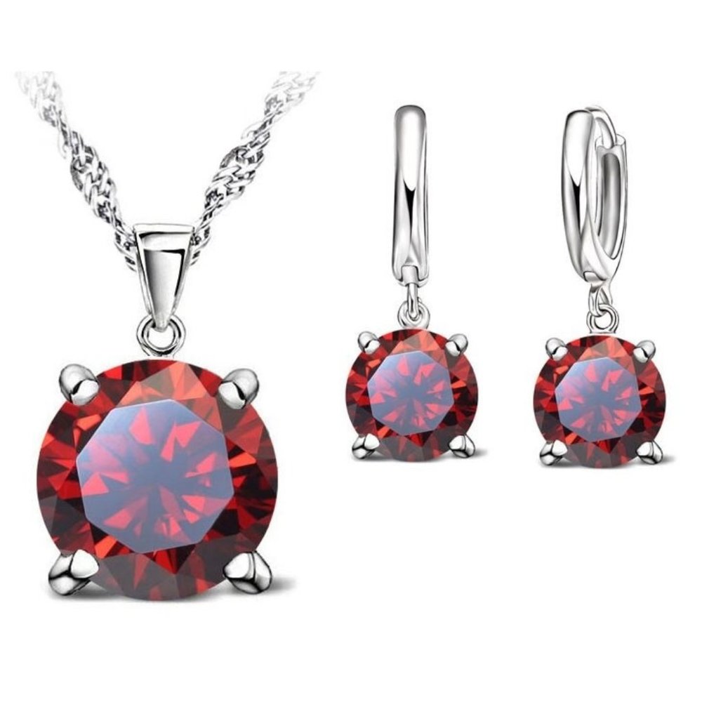 ❤️ 925 Sterling Silver Earrings And Necklace Set Round Shape Hoop - Picture 1 of 3